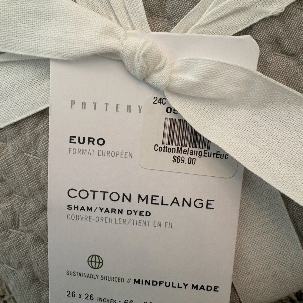 Pottery Barn Cotton Melange Euro Sham - Soft Gray‎